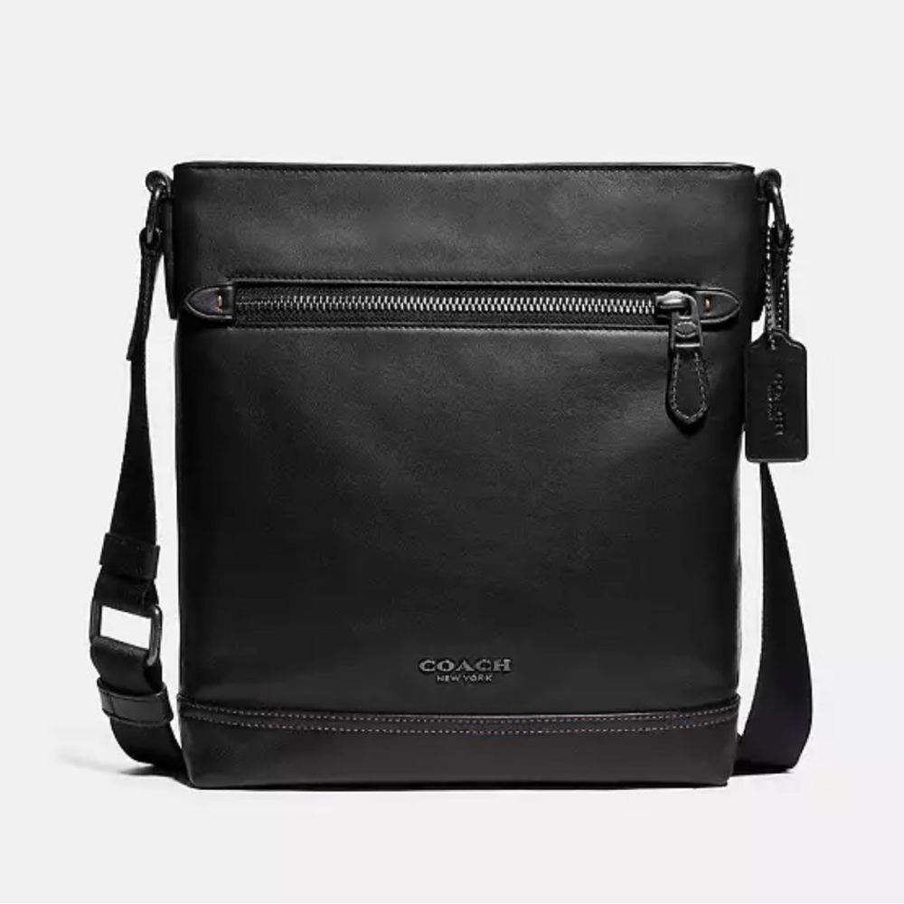 Coach Black Leather Messenger Bag Men’s